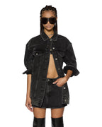 Womens Altar Trucker Jacket Phoenix Oversized Jackets - Black