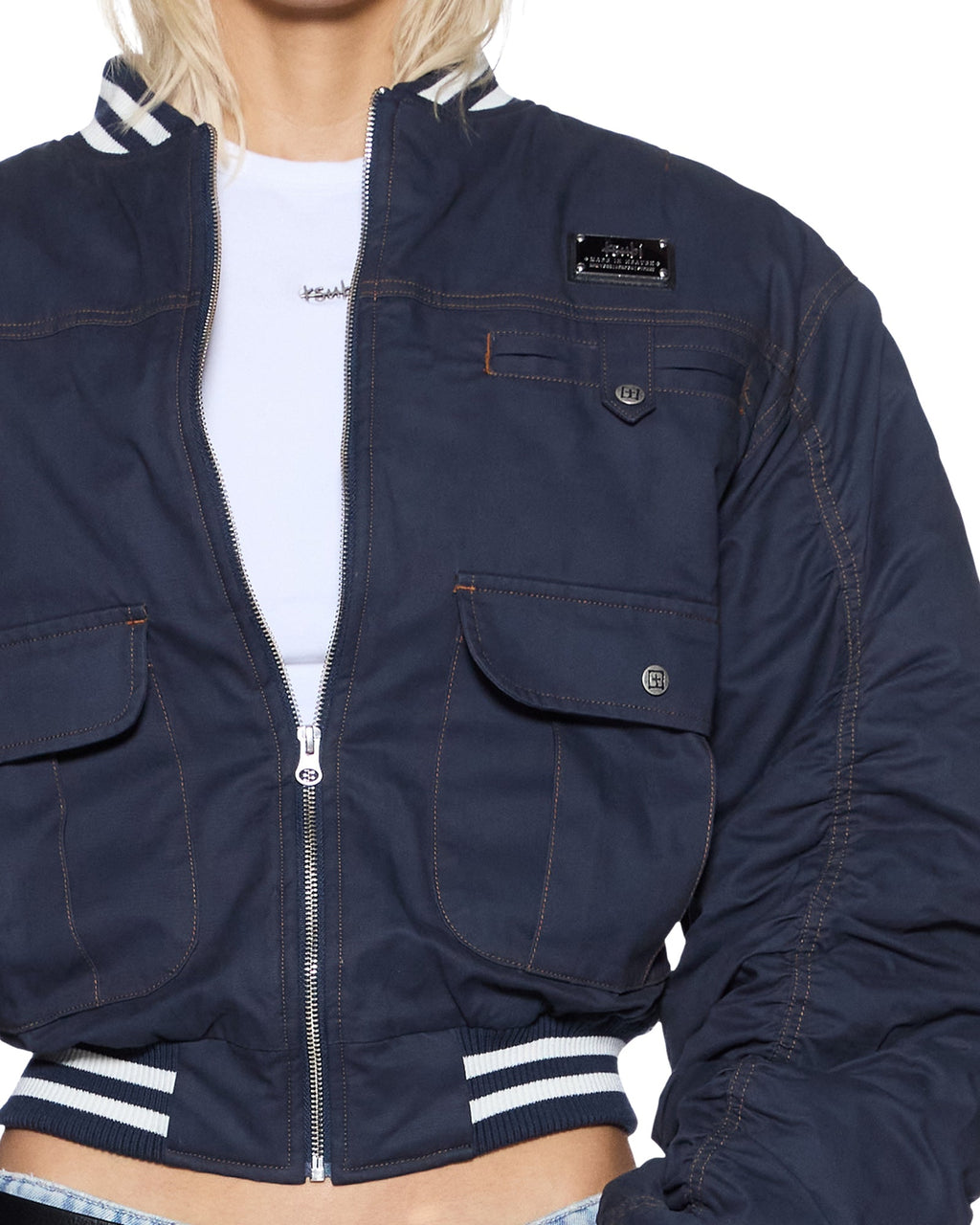 Womens Dynasty Bomber Jacket Navy Relaxed Jackets - Navy