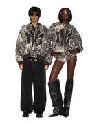 Womens Mowalola Bomber Cheetah Trashed Oversized Jackets - Multi Colour