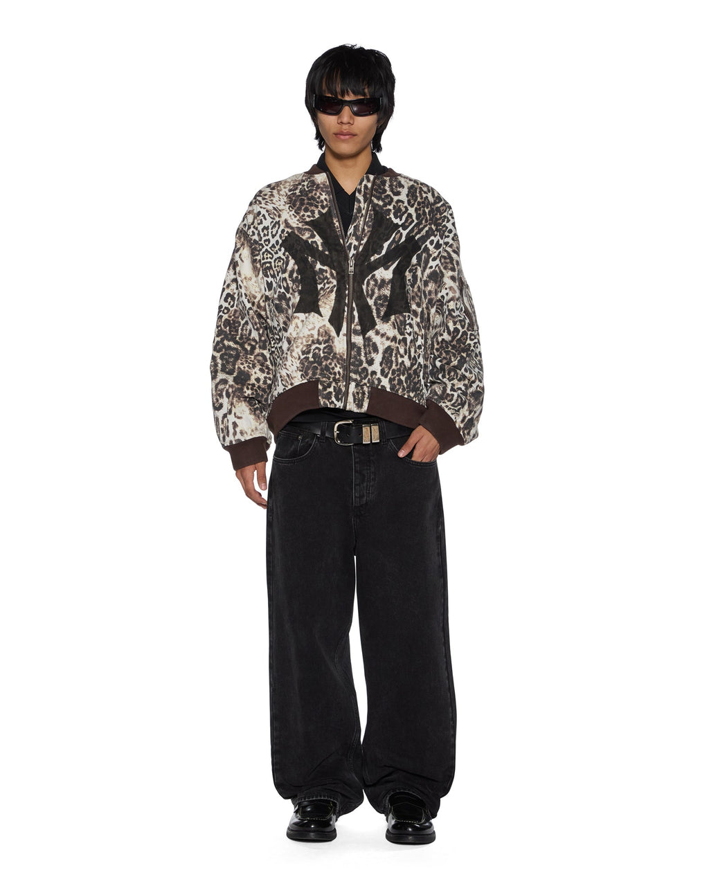 Womens Mowalola Bomber Cheetah Trashed Oversized Jackets - Multi Colour