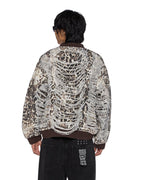Womens Mowalola Bomber Cheetah Trashed Oversized Jackets - Multi Colour