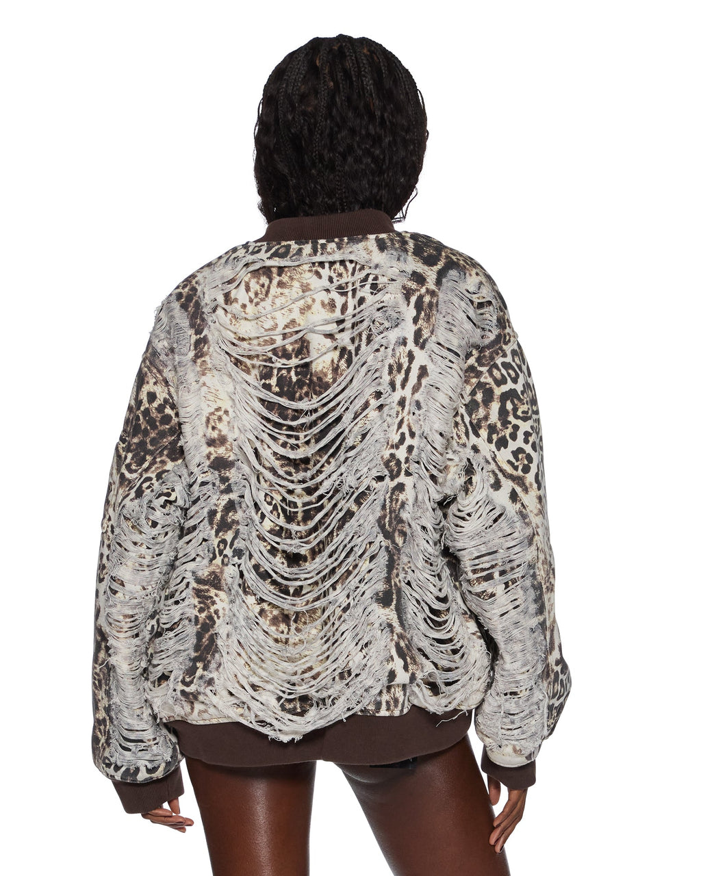 Womens Mowalola Bomber Cheetah Trashed Oversized Jackets - Multi Colour