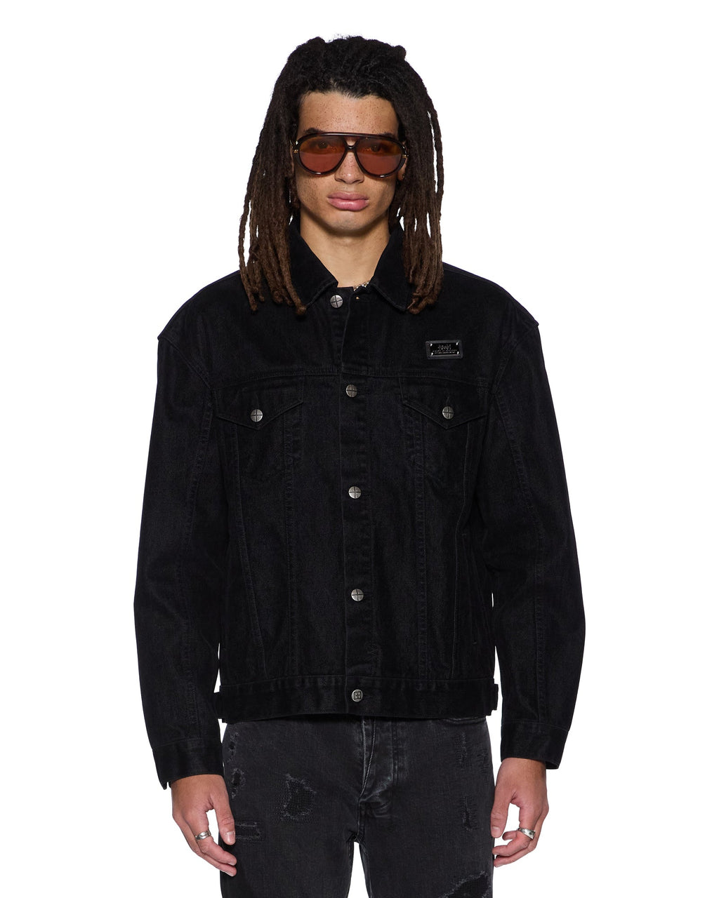 Mens Oh G Jacket Flocked Black Oversized Jackets - Black