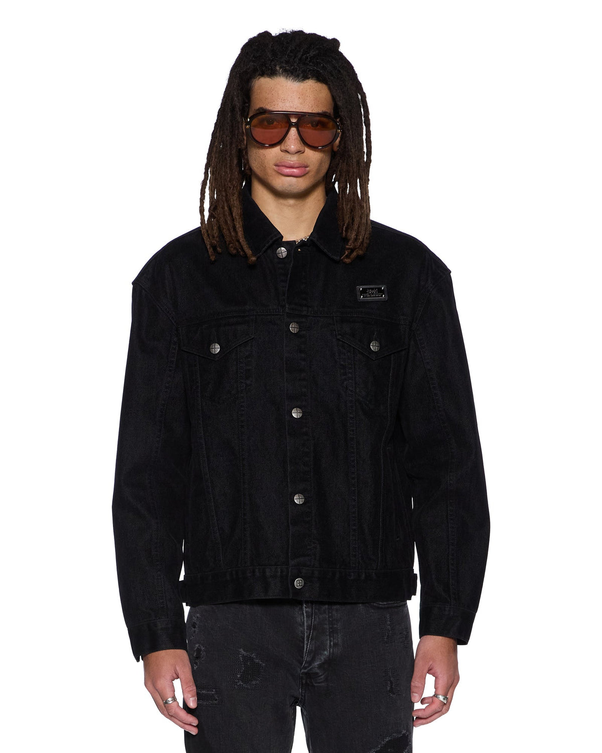 Mens Oh G Jacket Flocked Black Oversized Jackets - Black