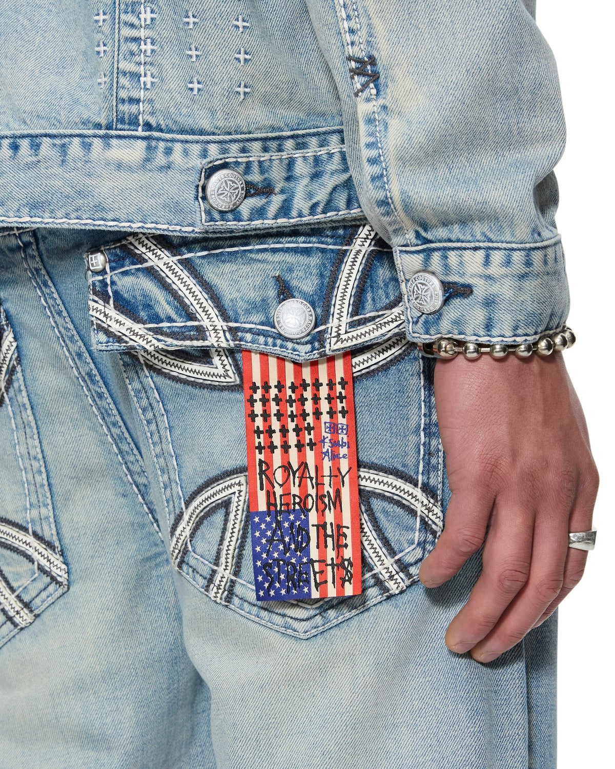 Mens Ksubi X Alice Hollywood Toro Punk Bootcut Denim Jeans - Denim