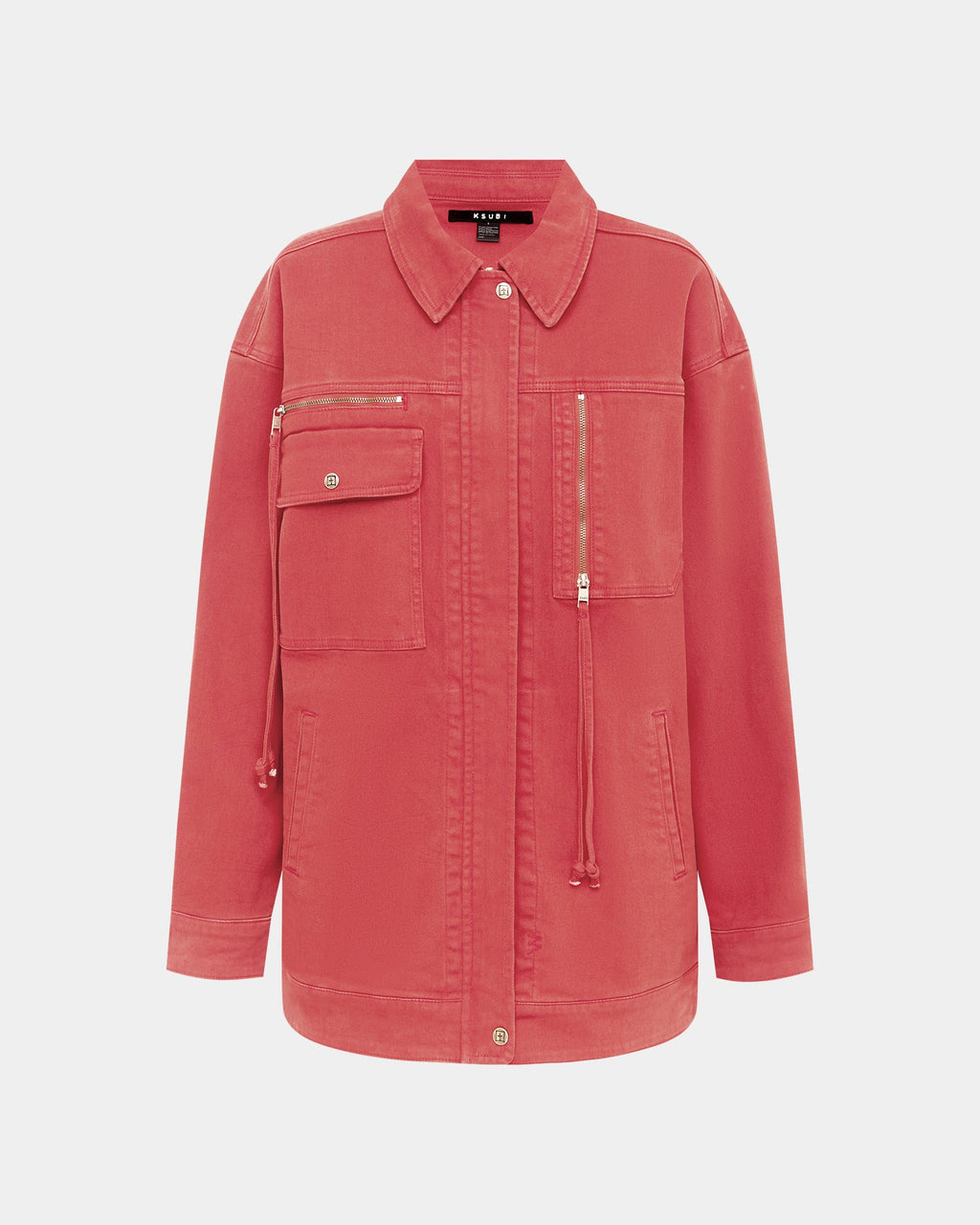 Womens Downtown Jacket Biker Roasted Oversized Jackets - Red