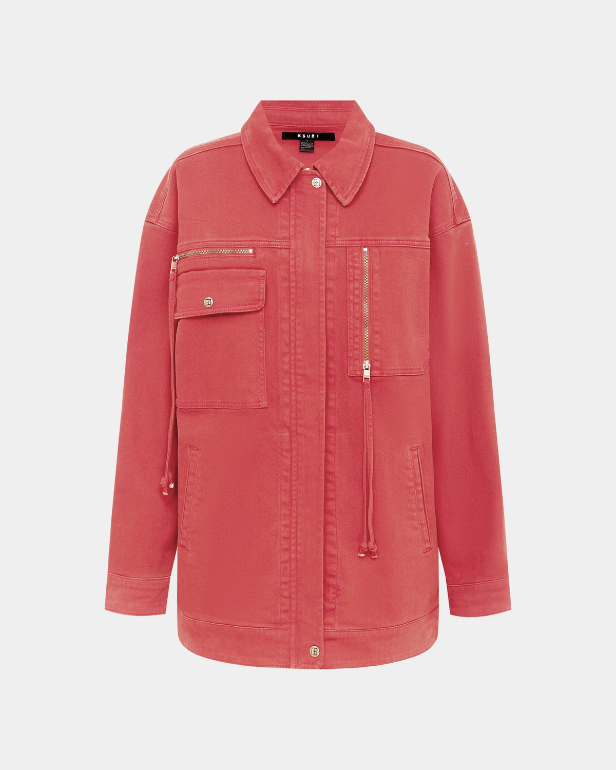 Womens Downtown Jacket Biker Roasted Oversized Jackets - Red