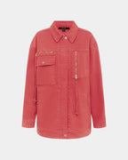 Womens Downtown Jacket Biker Roasted Oversized Jackets - Red