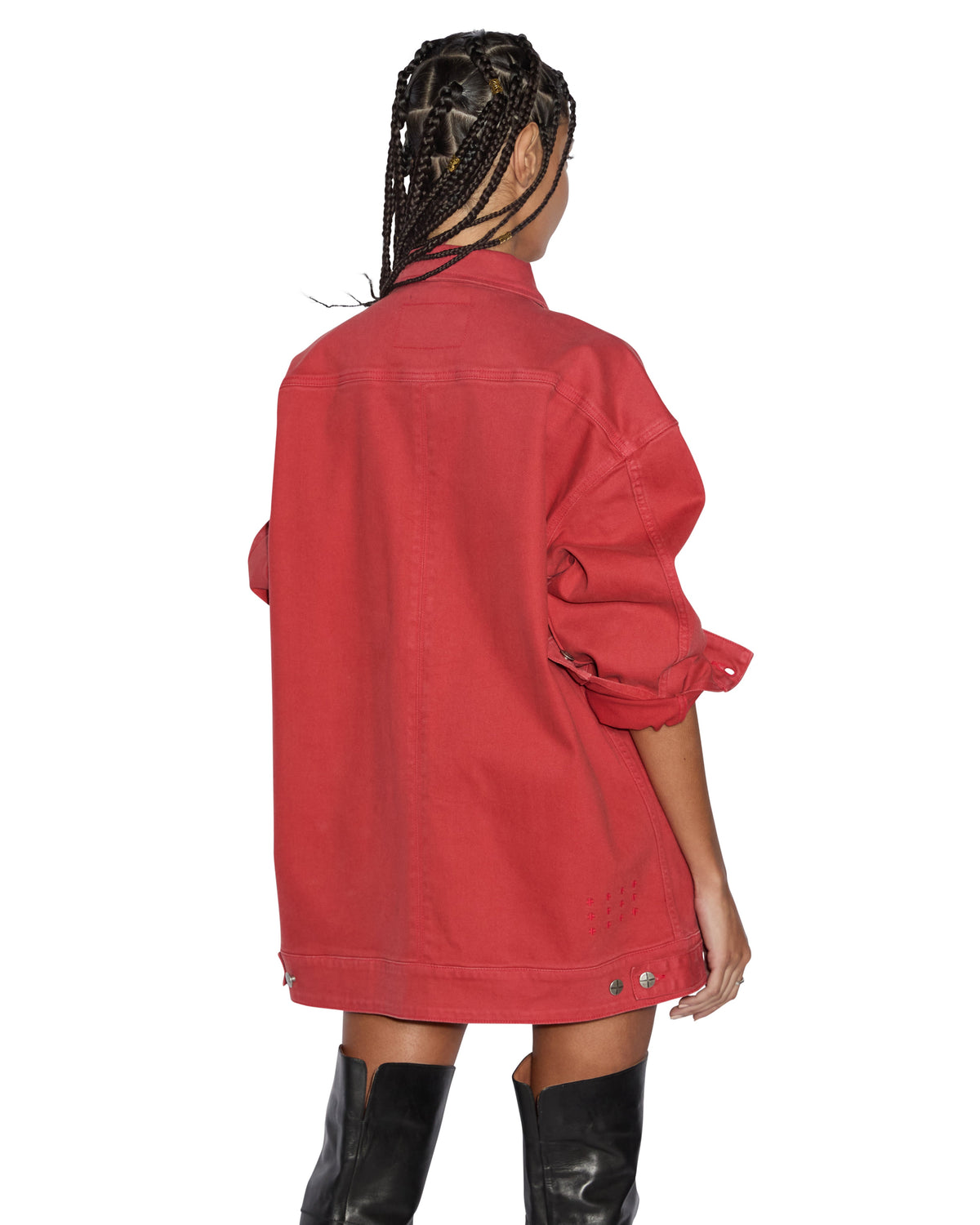 Womens Downtown Jacket Biker Roasted Oversized Jackets - Red