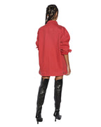 Womens Downtown Jacket Biker Roasted Oversized Jackets - Red