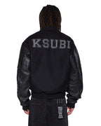 Mens Patched Varsity Jacket Black Regular Jackets - Black