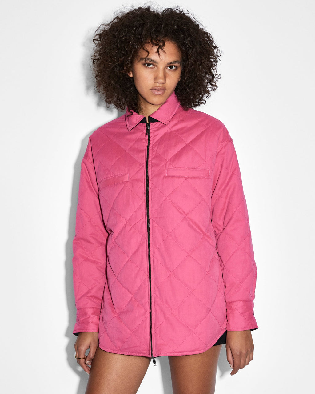 Womens Reversible Ls Shacket Oversized Jackets - Black