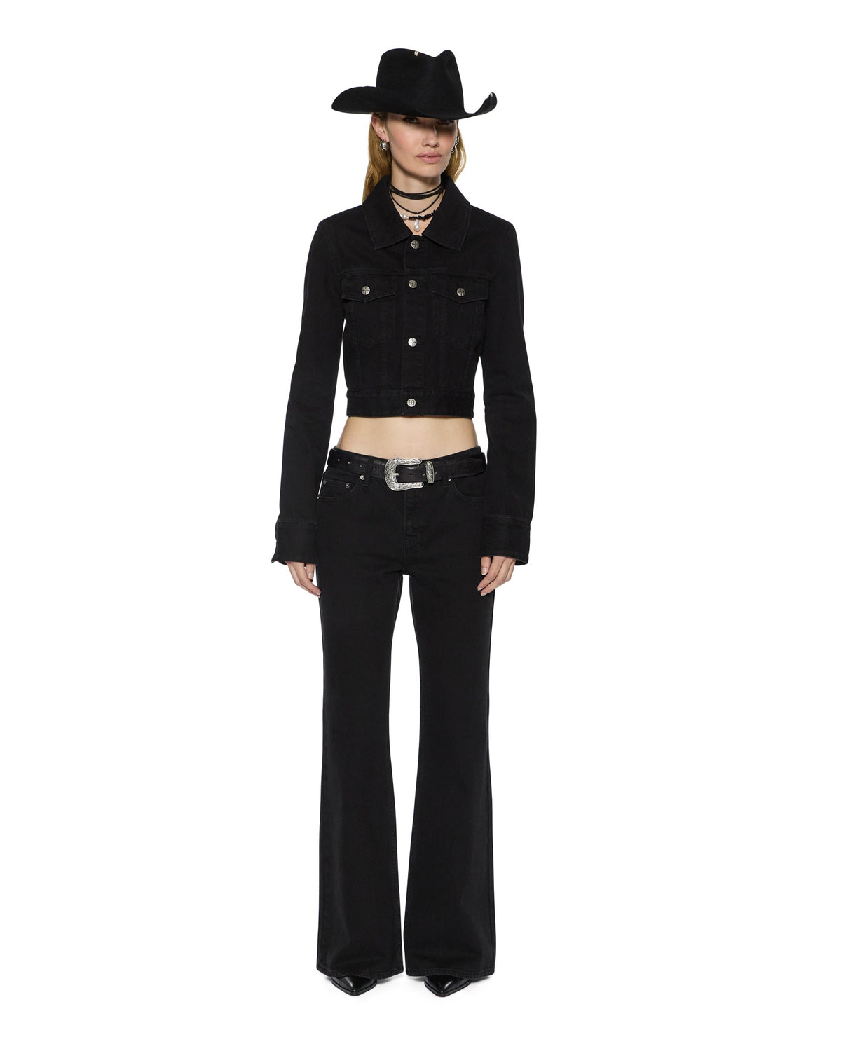 Womens Slim Trucker Jet Black Slim Jackets - Black