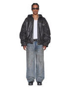 Mens Slouchy Leather Bomber Jacket Aged Brown Relaxed Jackets - Brown