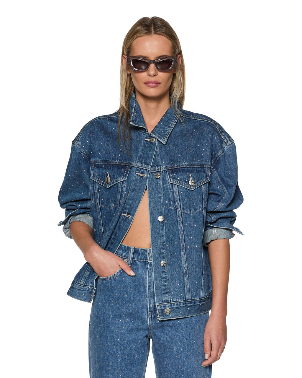Womens Oversized Jacket Token Krystal Oversized Jackets - Denim