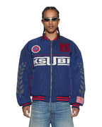 Mens Zoom Ma-1 Bomber Jacket Satin Blue Relaxed Jackets - Blue