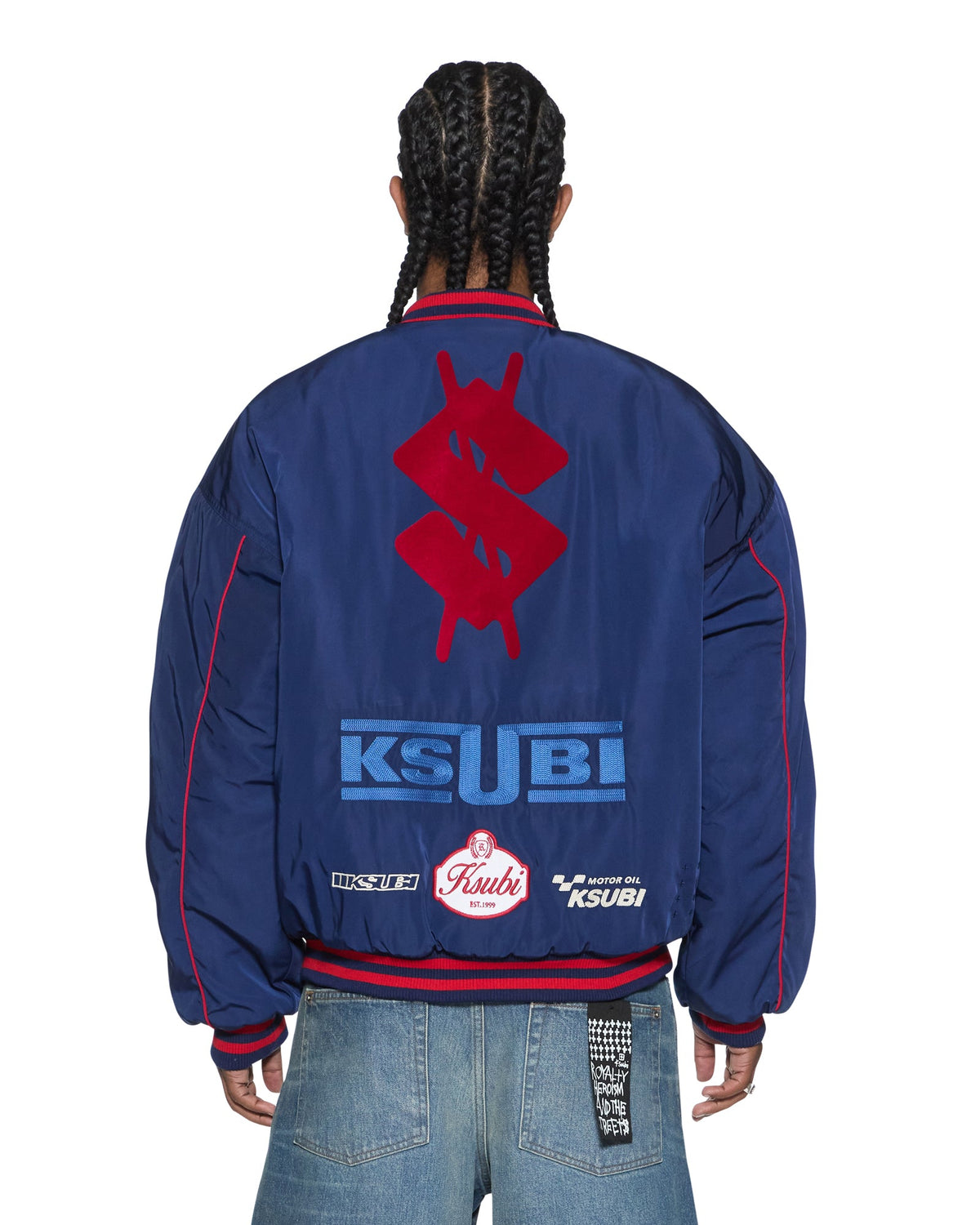 Mens Zoom Ma-1 Bomber Jacket Satin Blue Relaxed Jackets - Blue