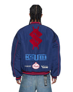 Mens Zoom Ma-1 Bomber Jacket Satin Blue Relaxed Jackets - Blue
