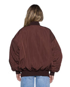 Womens Pilot Bomber Chocolate Oversized Jackets - Brown