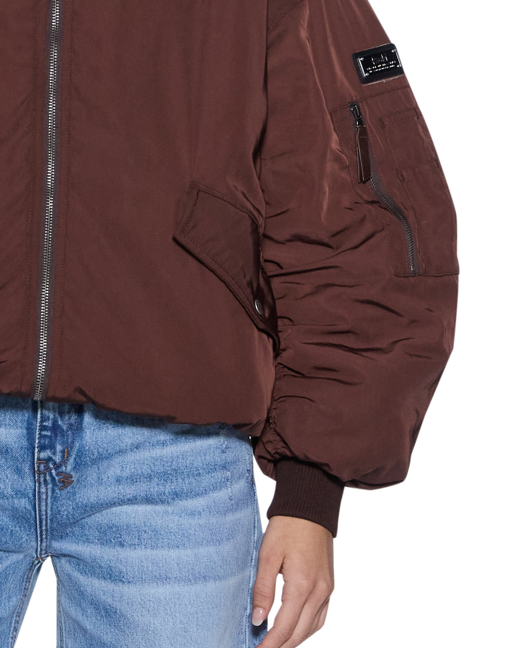 Womens Pilot Bomber Chocolate Oversized Jackets - Brown