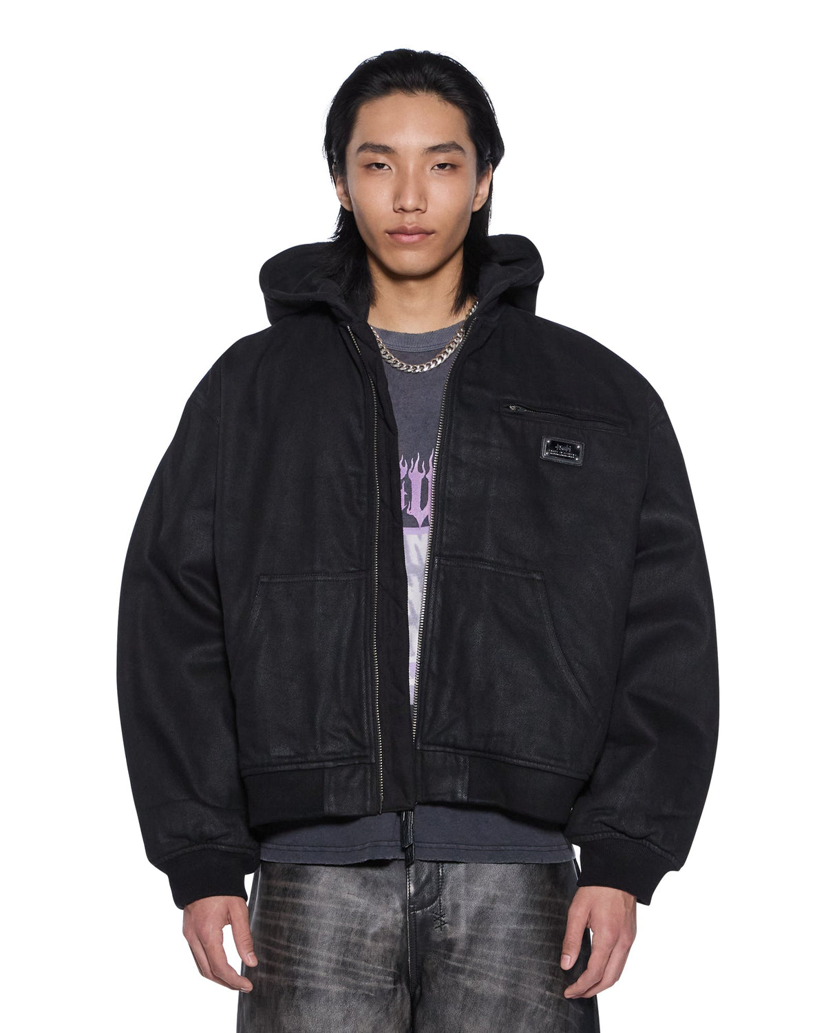 Mens Sin City Plated Waxed Jacket Black Regular Jackets - Black