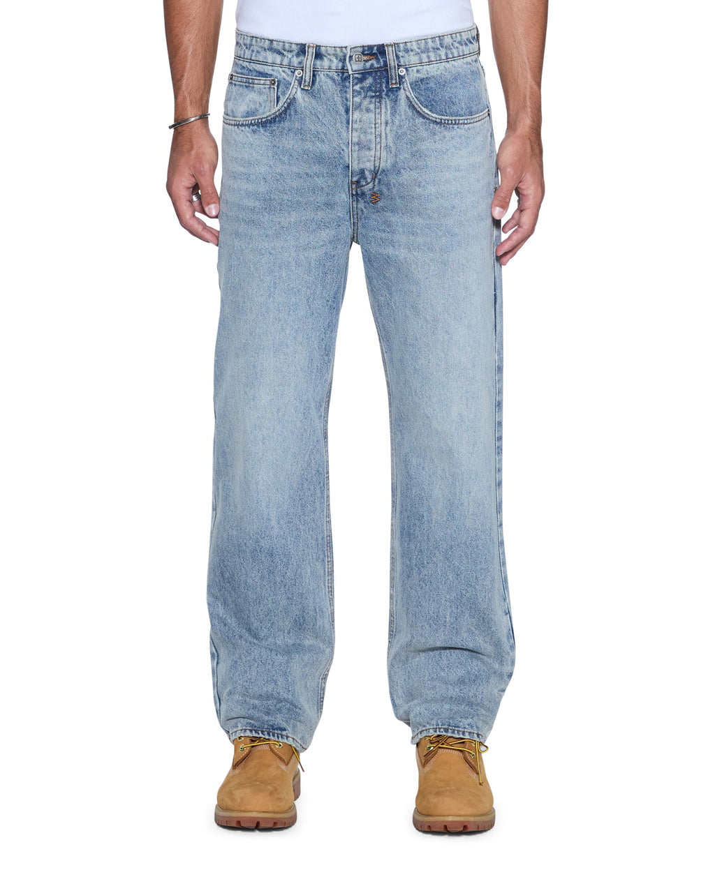 Mens Anti K Champagne Blue Relaxed Denim Jeans - Denim