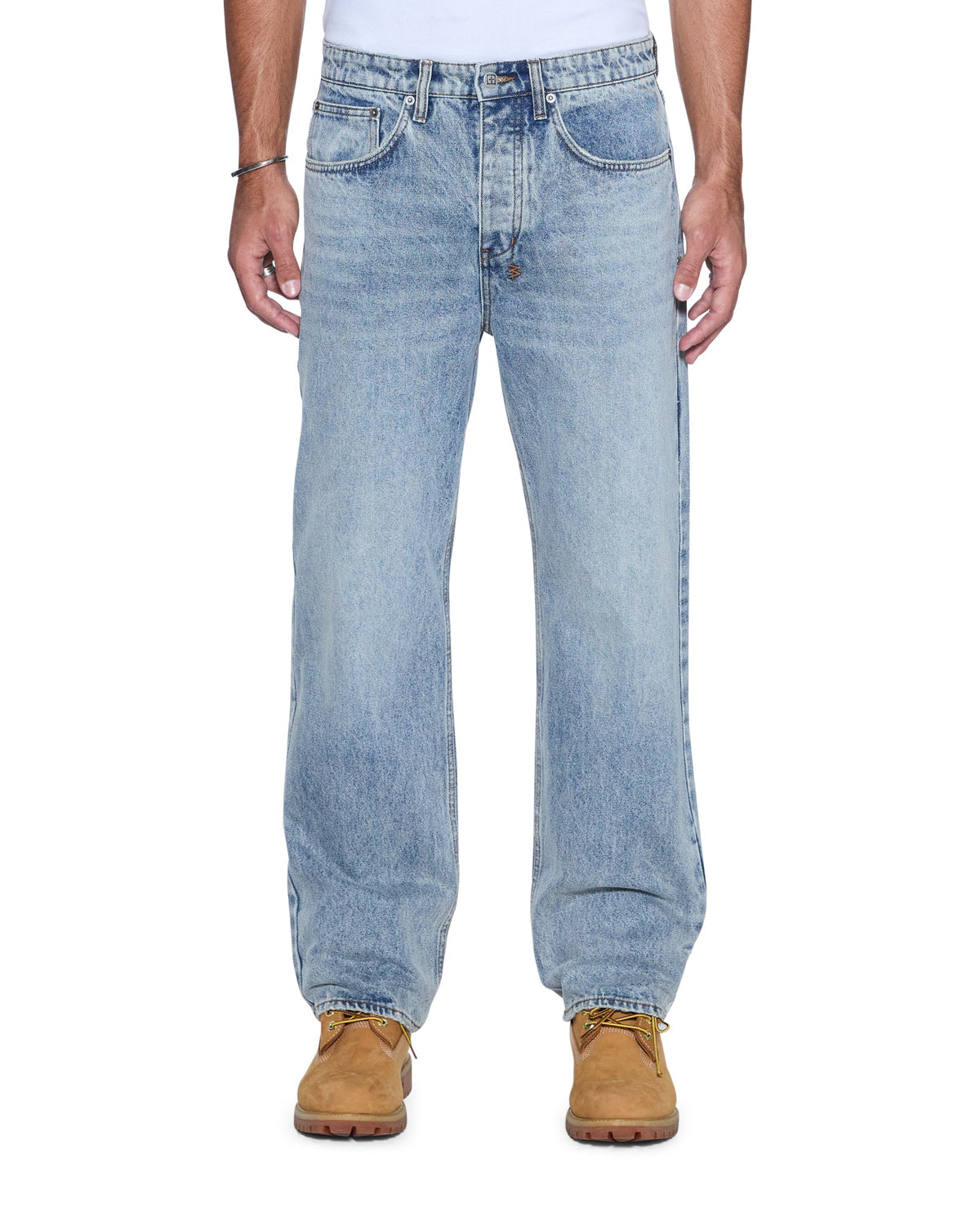 Mens Anti K Champagne Blue Relaxed Denim Jeans - Denim