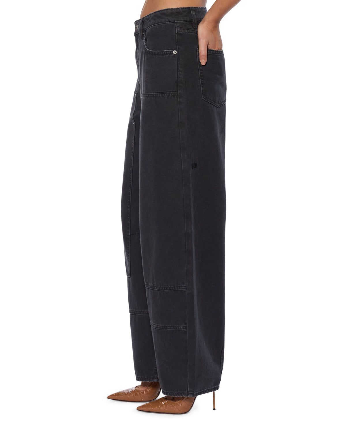 Womens Barrel Jean Carpenter Black Barrel Leg Denim Jeans - Black
