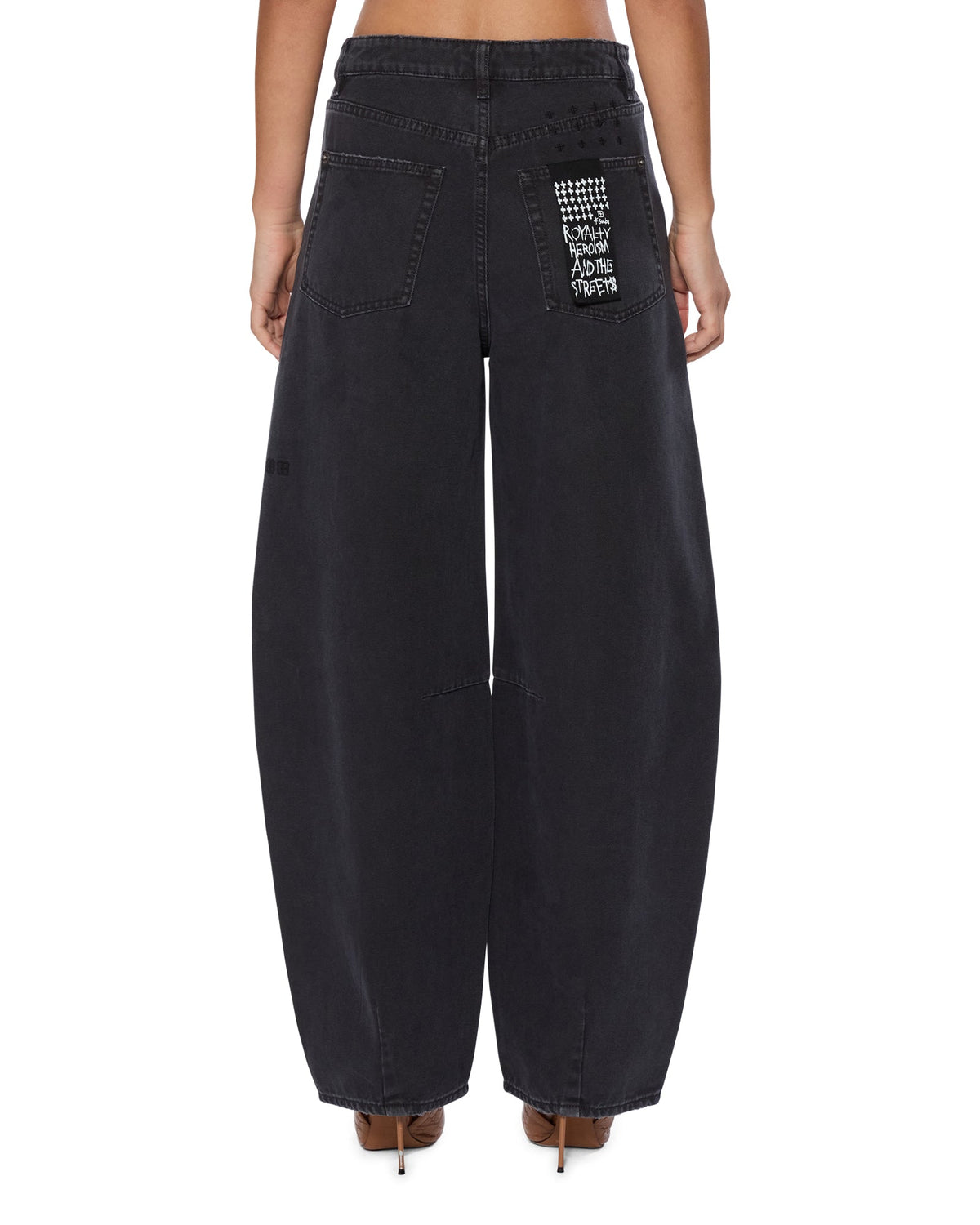 Womens Barrel Jean Carpenter Black Barrel Leg Denim Jeans - Black