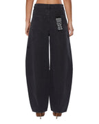 Womens Barrel Jean Carpenter Black Barrel Leg Denim Jeans - Black