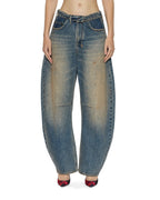 Womens Barrel Jean Dune Flip Barrel Leg Denim Jeans - Denim