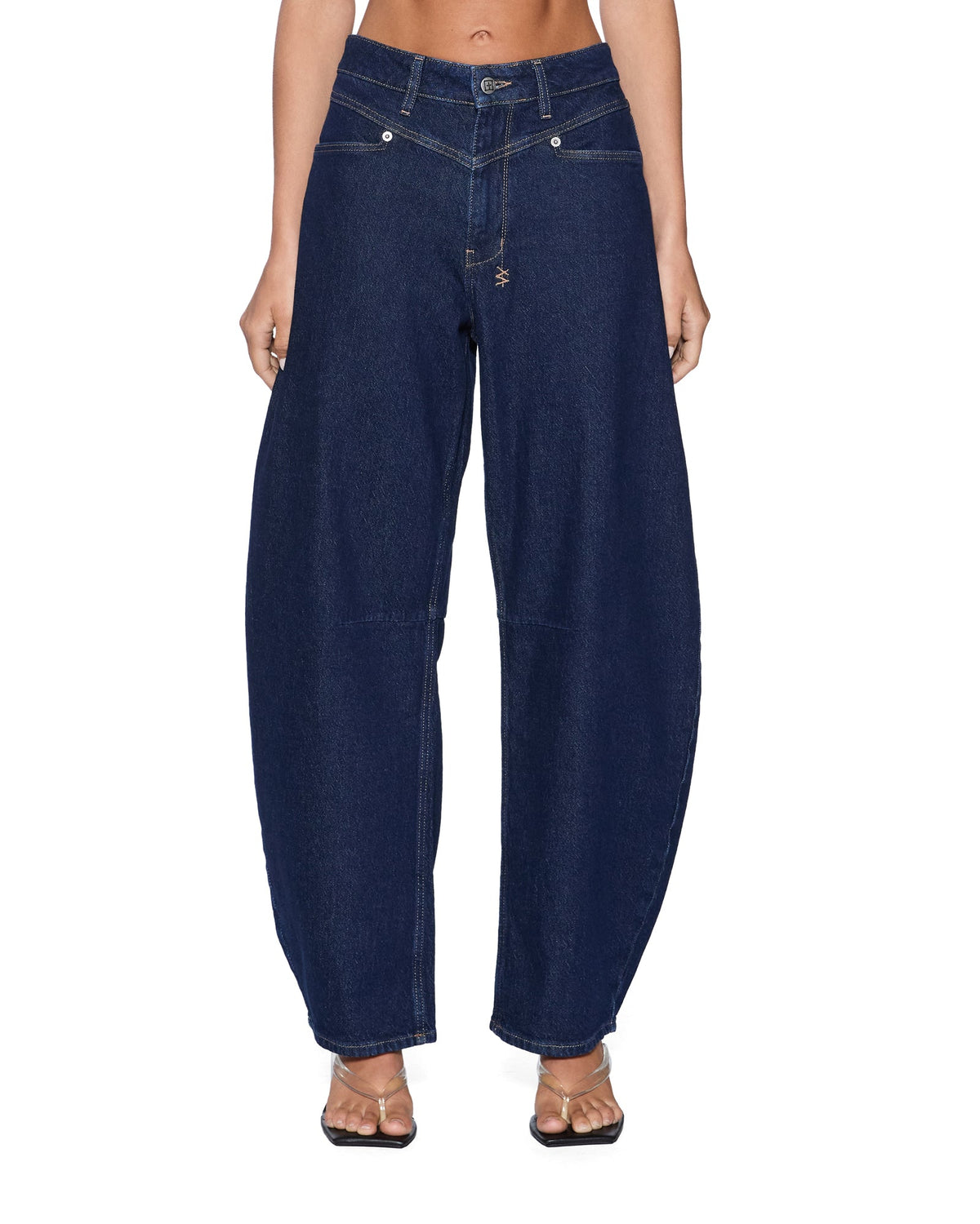 Womens Barrel Jean Original Rinse Barrel Leg Denim Jeans - Denim