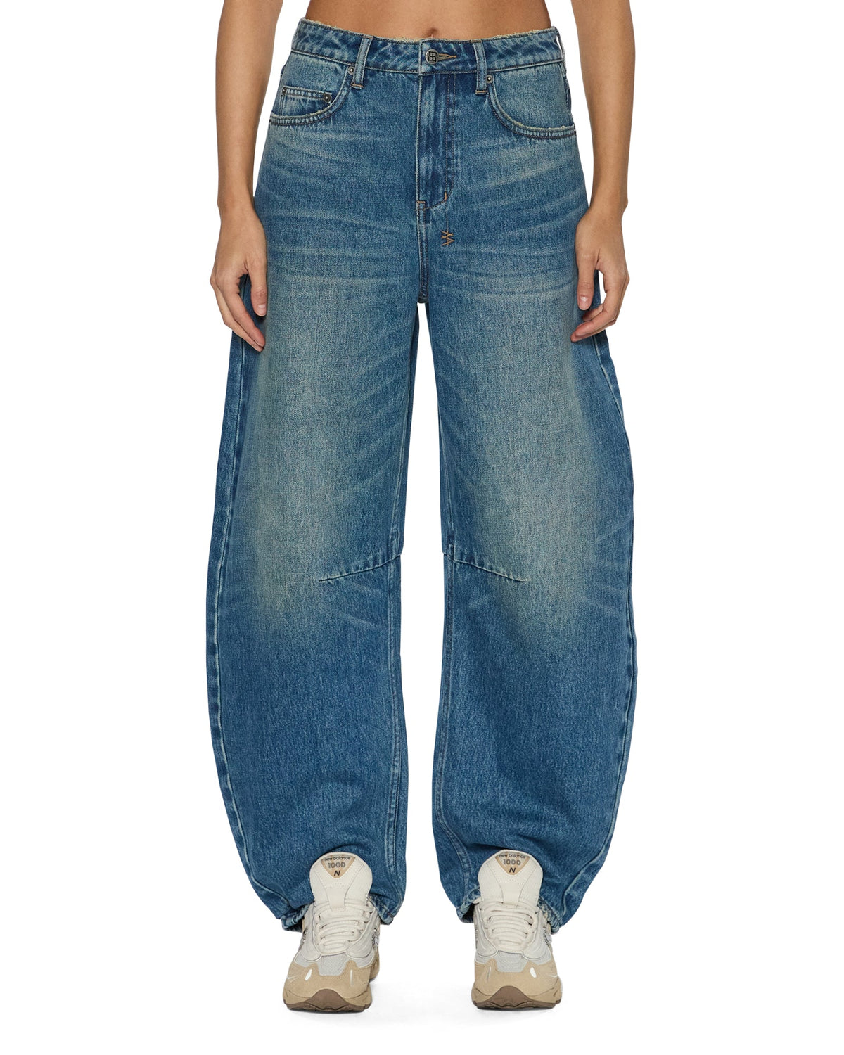 Womens Barrel Texas Blue Barrel Leg Denim Jeans - Denim