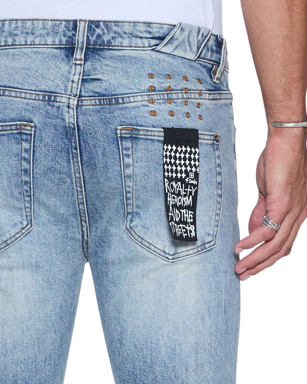 Mens Chitch Champagne Blue Slim Denim Jeans - Denim
