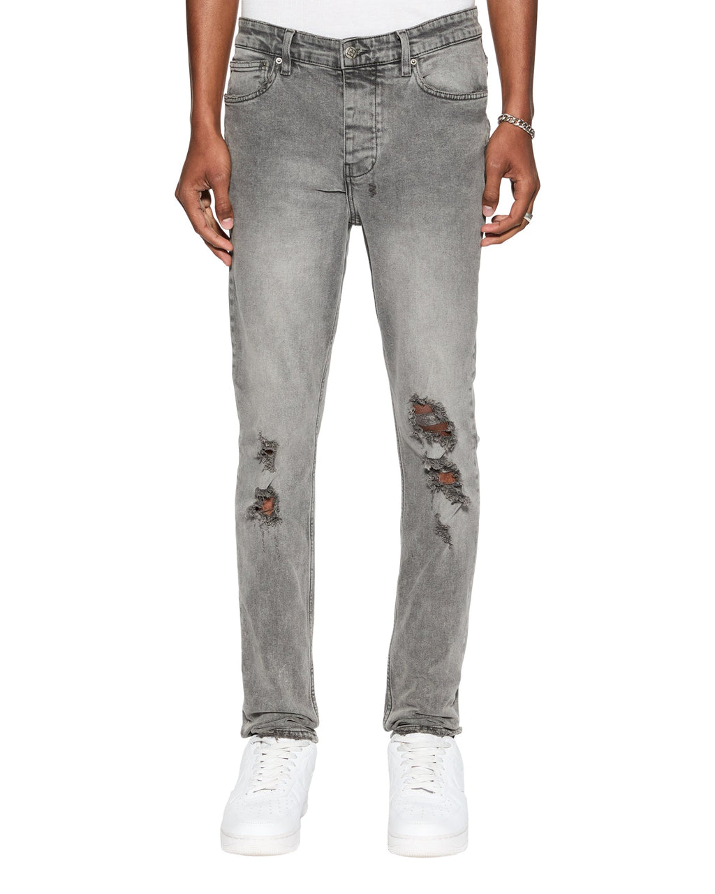 Mens Chitch Prodigy Trashed Slim Denim Jeans - Grey