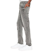 Mens Chitch Prodigy Trashed Slim Denim Jeans - Grey