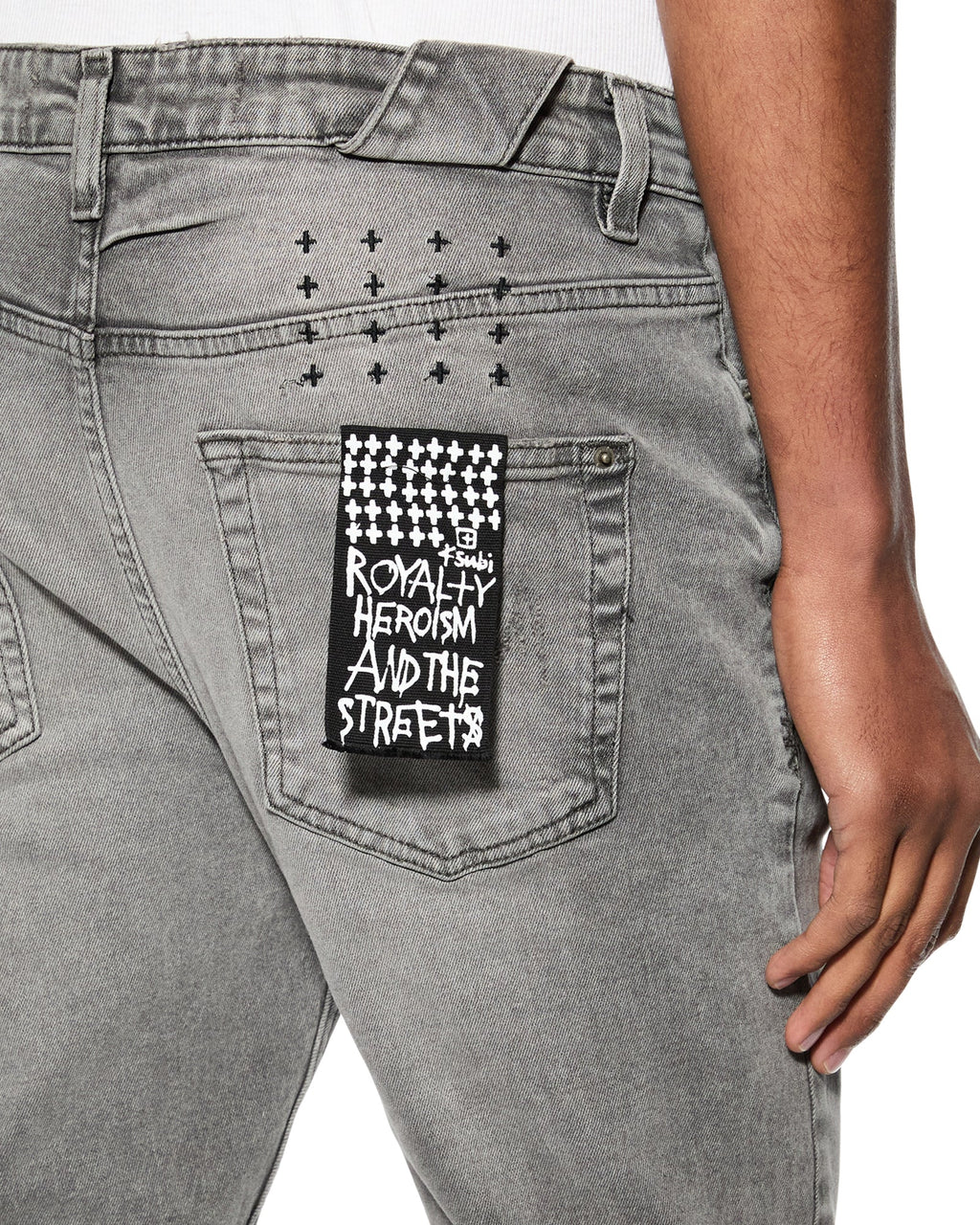 Mens Chitch Prodigy Trashed Slim Denim Jeans - Grey