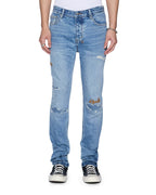Mens Chitch Public Blue Repair Skribed Slim Denim Jeans - Denim