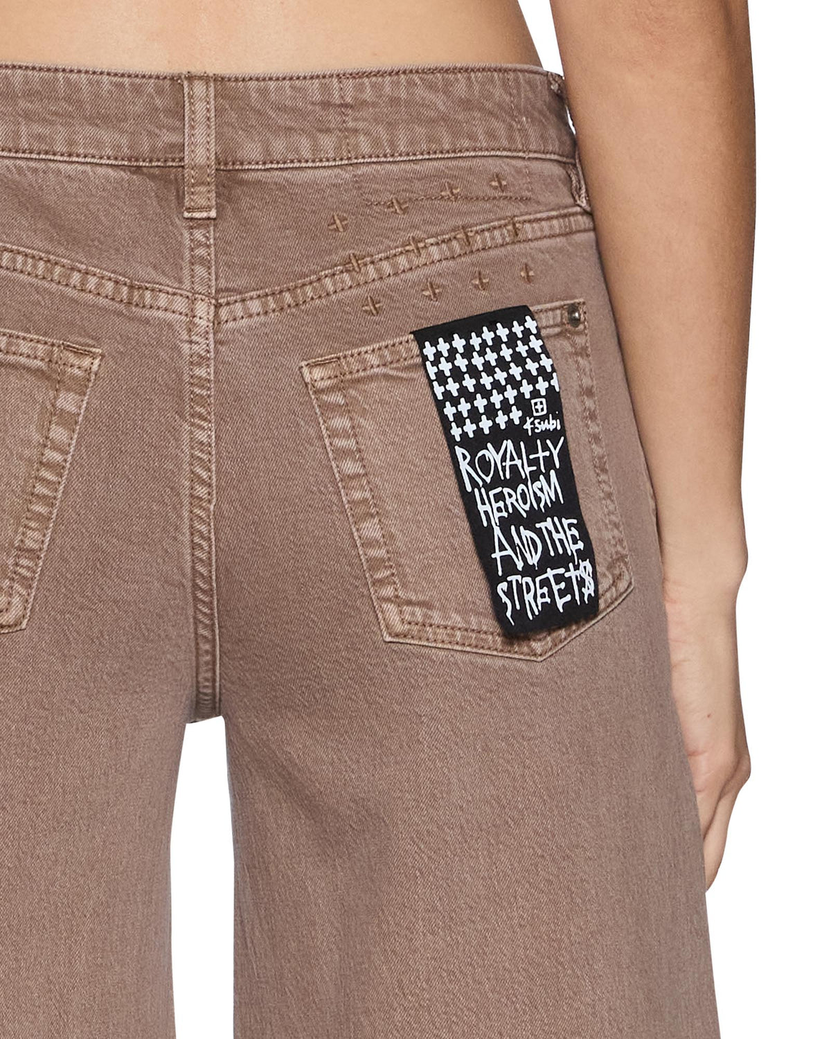 Womens Dropout Jean Stone Tan Wide Denim Jeans - Beige
