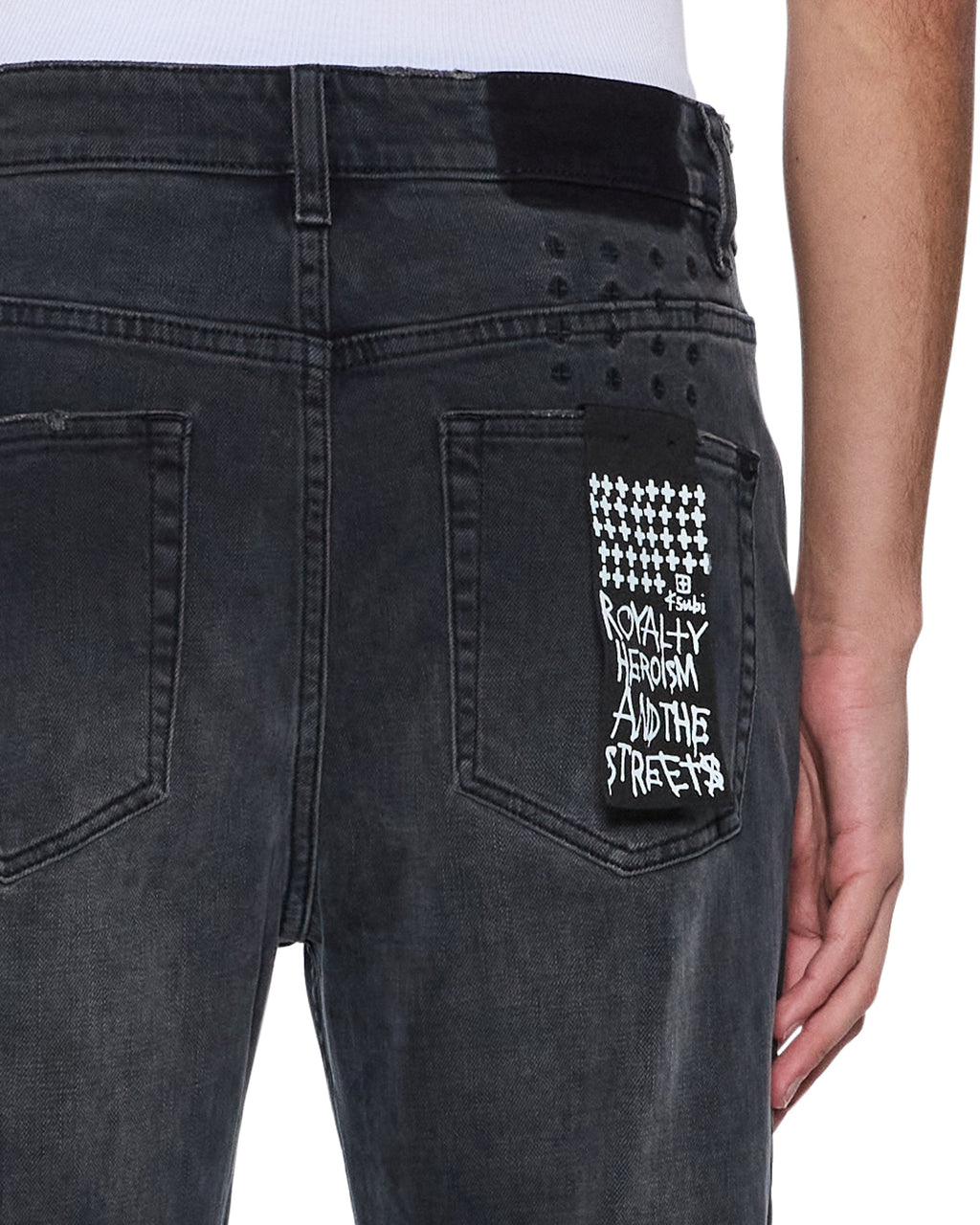 Mens Hazlow 3rd Degree Black Straight Denim Jeans - Grey