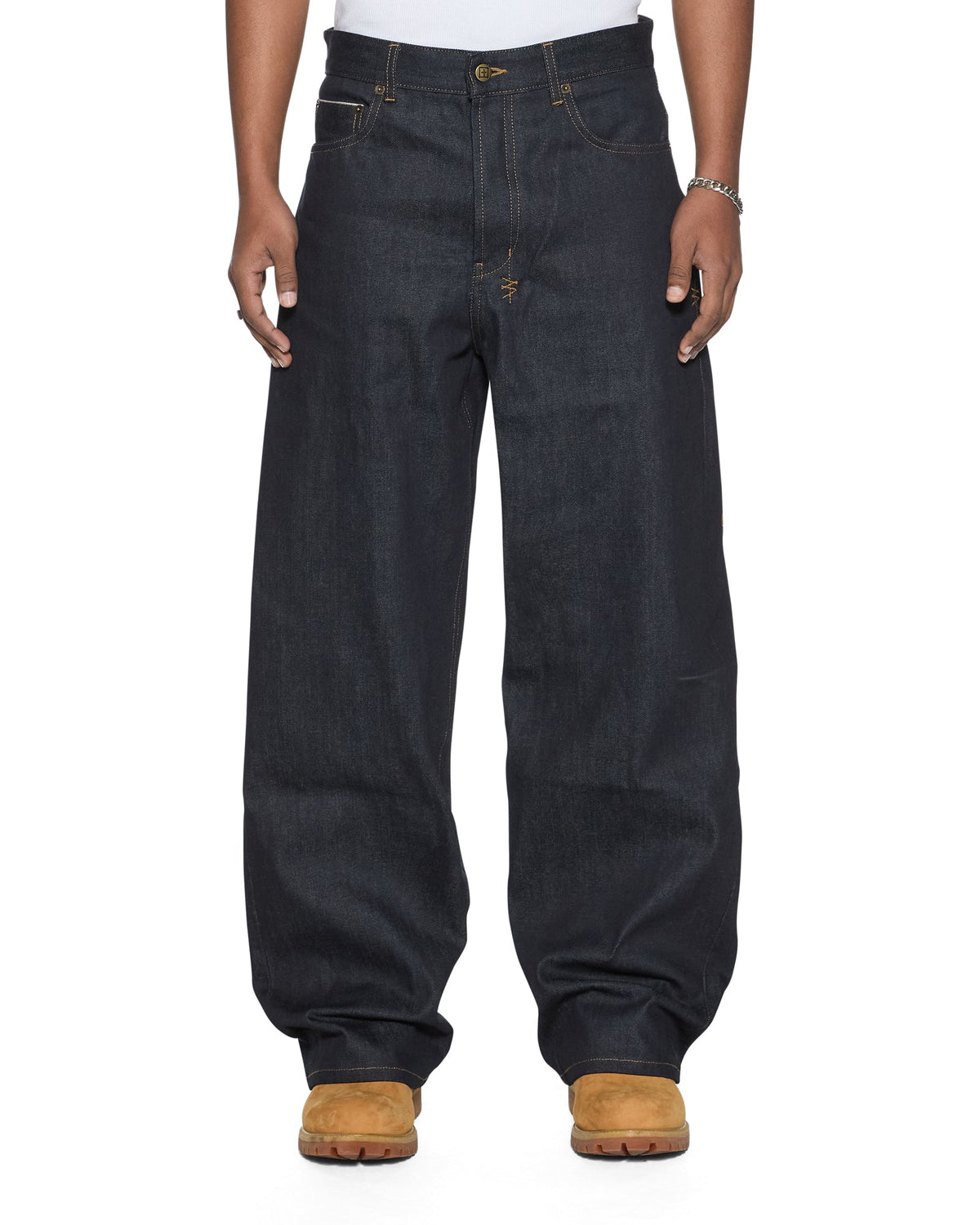 Mens Maxx Selvedge Raw Blue Baggy Denim Jeans - Denim