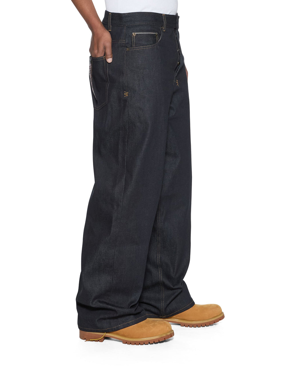 Mens Maxx Selvedge Raw Blue Baggy Denim Jeans - Denim