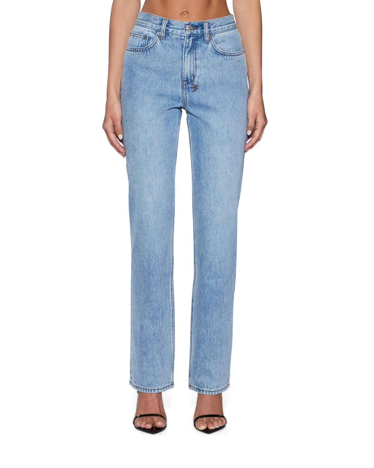 Womens Pinup Straight Jean Bondi Blue Straight Denim Jeans - Denim