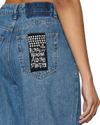 Womens Strider Heritage Wide Denim Jeans - Denim