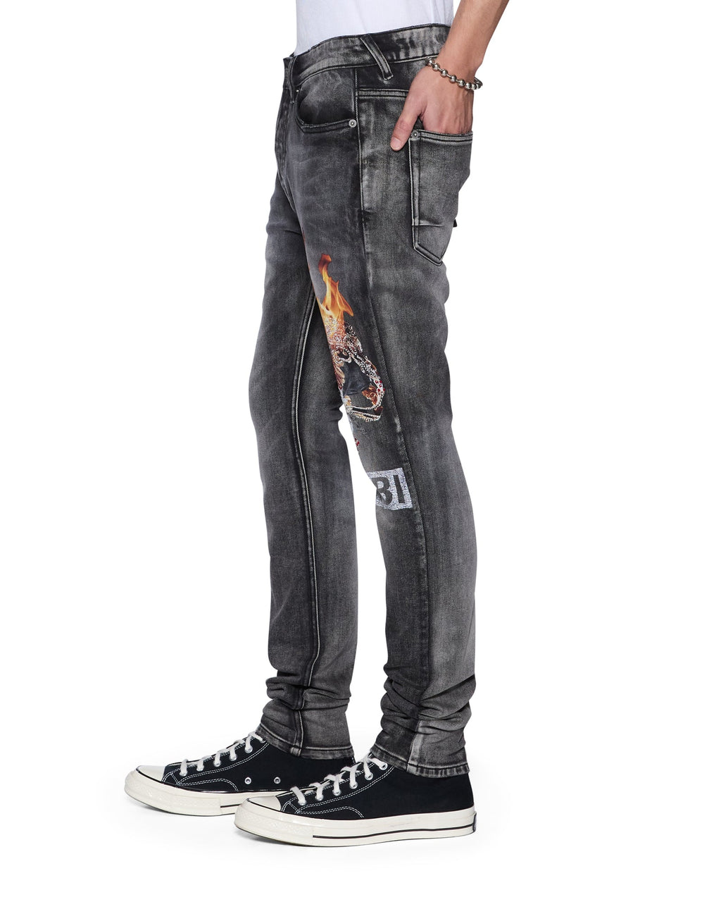 Mens Van Winkle Asher Kings Skinny Denim Jeans - Grey