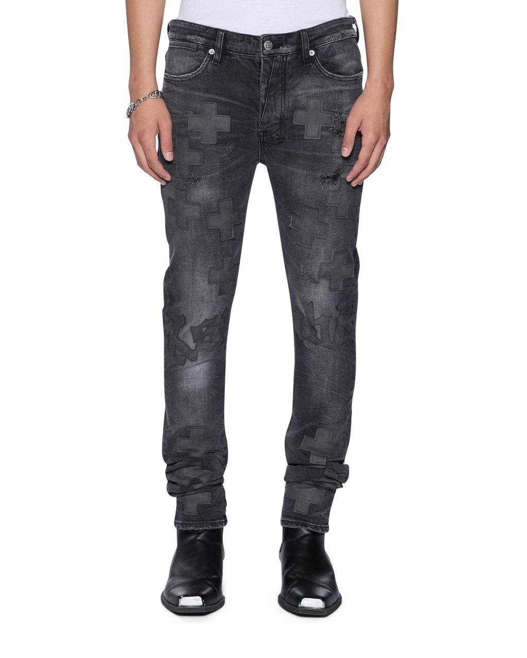 Mens Van Winkle Blakk Metal Idols Skinny Denim Jeans - Grey