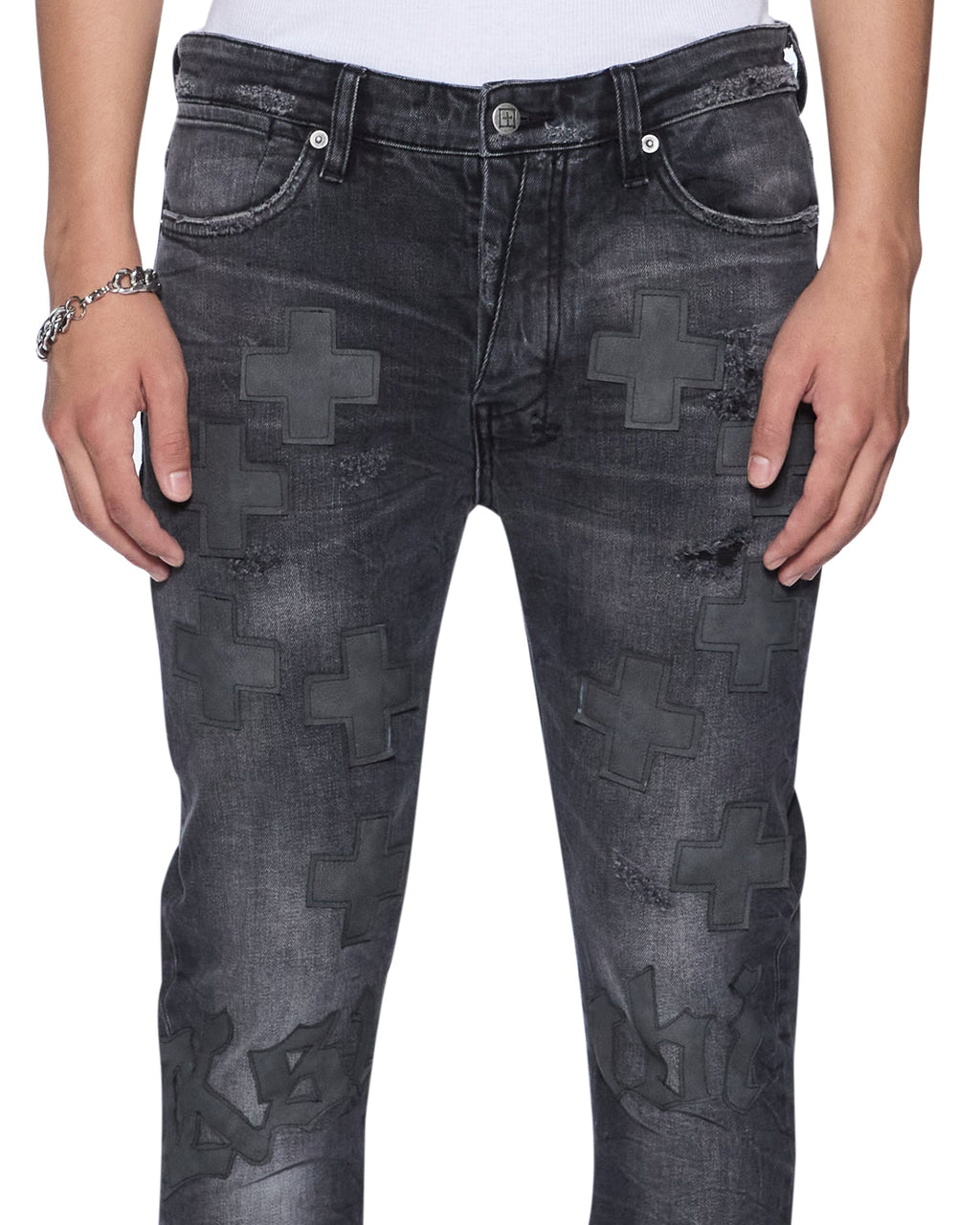 Mens Van Winkle Blakk Metal Idols Skinny Denim Jeans - Grey