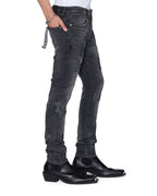 Mens Van Winkle Blakk Metal Idols Skinny Denim Jeans - Grey