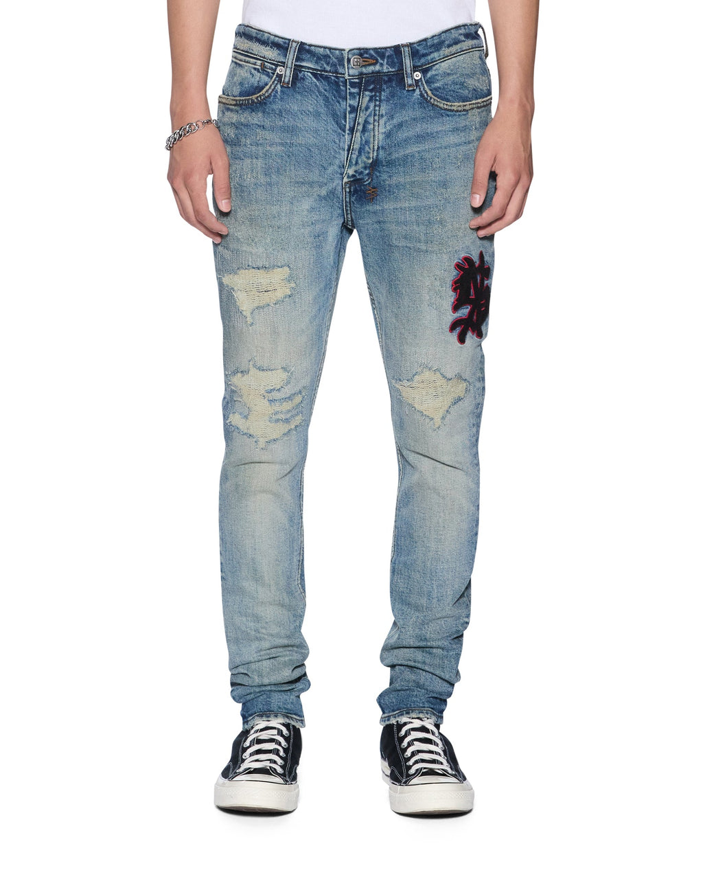 Mens Van Winkle Bleu Monday Repair Skinny Denim Jeans - Denim