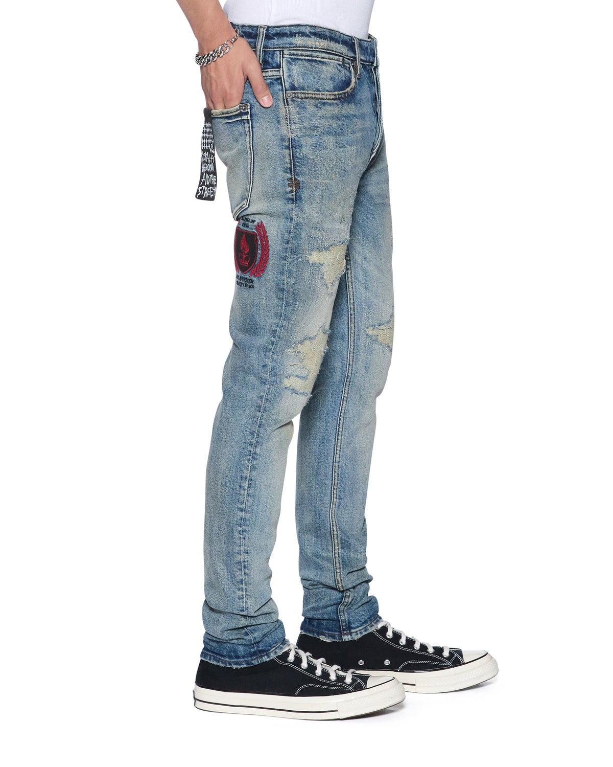 Mens Van Winkle Bleu Monday Repair Skinny Denim Jeans - Denim